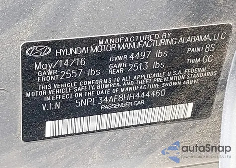 2017 Hyundai Sonata Sport из США, поврежденный, VIN 5NPE34AF8HH444460